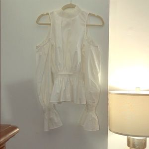 Open shoulder ruffle top